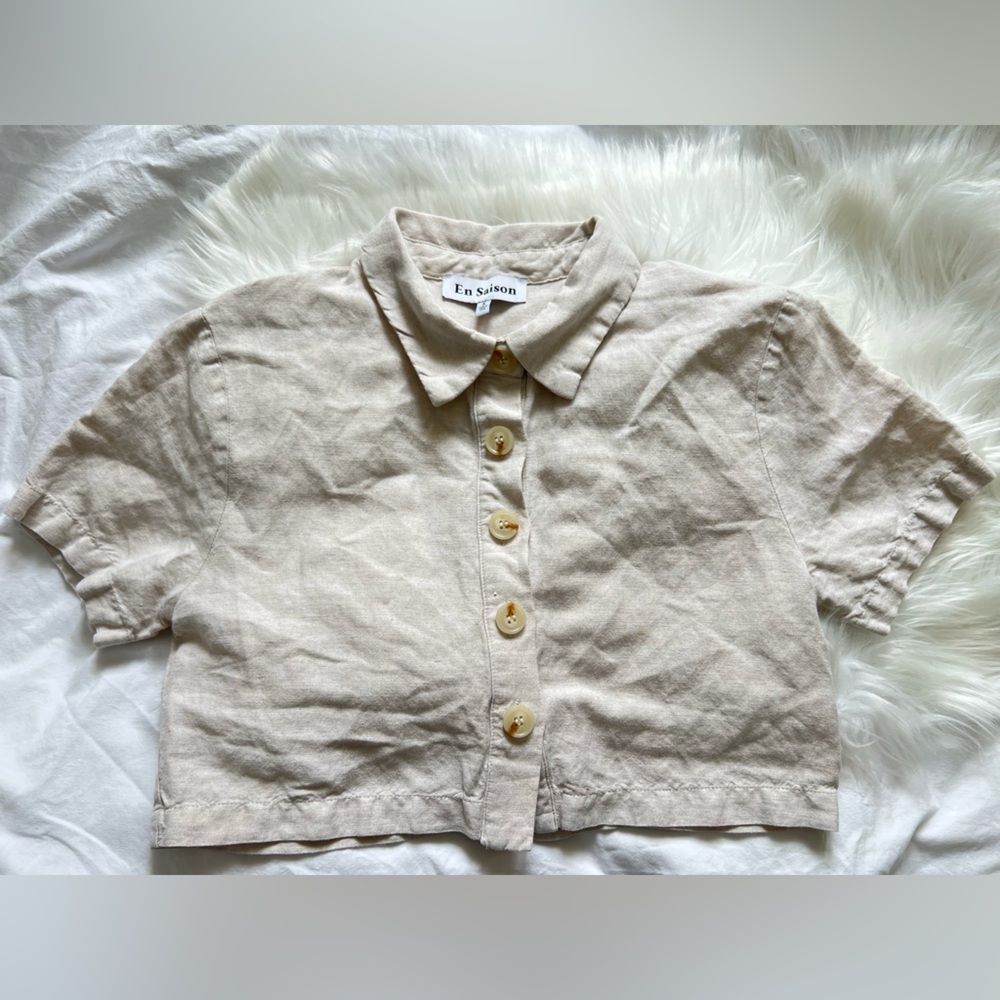 En Saison Light Tan  Button Down Shirt